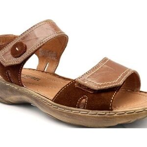 Josef Seibel Tan and Brown Leather Sandals